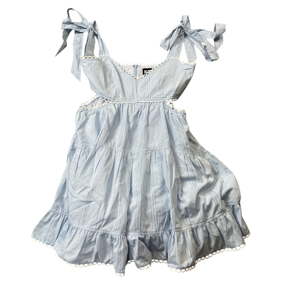 Katie J NYC Winona Cutout Dress Baby Blue‎ Polyester Blend Lined Zip Back